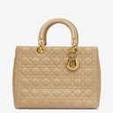 Christian Dior Lady Dior Beige Cannage Quilted Leather Bag