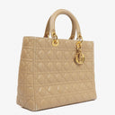 Christian Dior Lady Dior Beige Cannage Quilted Leather Bag