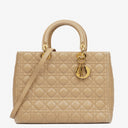 Christian Dior Lady Dior Beige Cannage Quilted Leather Bag