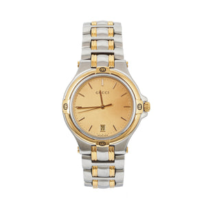 Gucci 9040M Round Stainless Steel Case With Gold-Tone Accents Watch