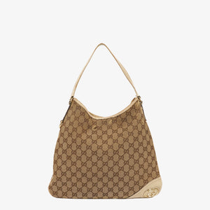 Sac hobo Gucci New Britt monogramme blanc cassé