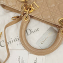 Christian Dior Lady Dior Beige Cannage Quilted Leather Bag
