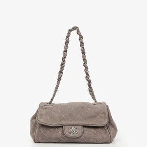 Chanel Taupe/Grey Nubuck Ultimate Stitch Accordion Flap Bag
