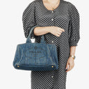 Prada Avio Denim Logo Tote Bag