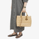 Christian Dior Lady Dior Beige Cannage Quilted Leather Bag