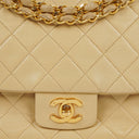 Chanel Classic Single Flap Bag Neutral Beige Quilted Lambskin 24K Gold-Plated Hardware