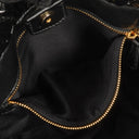 Miu Miu Vitello Black Gathered Patent Leather Satchel Bag