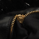 Miu Miu Vitello Black Gathered Patent Leather Satchel Bag