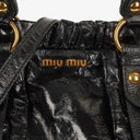 Miu Miu Vitello Black Gathered Patent Leather Satchel Bag