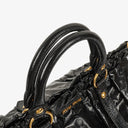 Miu Miu Vitello Black Gathered Patent Leather Satchel Bag