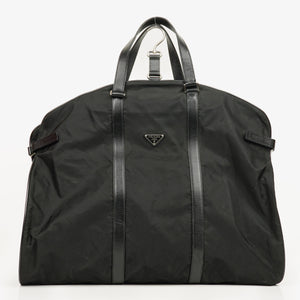 Prada Black Saffiano-Trimmed Tessuto Garment Bag