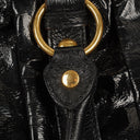Miu Miu Vitello Black Gathered Patent Leather Satchel Bag