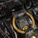 Miu Miu Vitello Black Gathered Patent Leather Satchel Bag