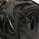Miu Miu Vitello Black Gathered Patent Leather Satchel Bag