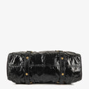 Miu Miu Vitello Black Gathered Patent Leather Satchel Bag