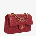 Chanel Small Classic Double Flap Bag Red Quilted Lambskin With 24K Gold-Plated Hardware