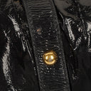 Miu Miu Vitello Black Gathered Patent Leather Satchel Bag
