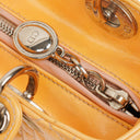 Christian Dior Medium Light Yellow Lady Dior Cannage Quilted Patent Leather Bag