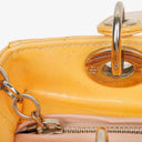 Christian Dior Medium Light Yellow Lady Dior Cannage Quilted Patent Leather Bag