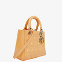 Christian Dior Medium Light Yellow Lady Dior Cannage Quilted Patent Leather Bag