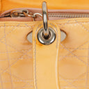 Christian Dior Medium Light Yellow Lady Dior Cannage Quilted Patent Leather Bag