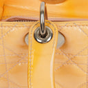 Christian Dior Medium Light Yellow Lady Dior Cannage Quilted Patent Leather Bag