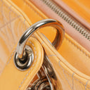 Christian Dior Medium Light Yellow Lady Dior Cannage Quilted Patent Leather Bag