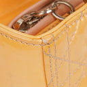 Christian Dior Medium Light Yellow Lady Dior Cannage Quilted Patent Leather Bag