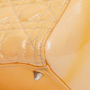 Christian Dior Medium Light Yellow Lady Dior Cannage Quilted Patent Leather Bag