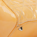 Christian Dior Medium Light Yellow Lady Dior Cannage Quilted Patent Leather Bag