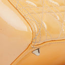 Christian Dior Medium Light Yellow Lady Dior Cannage Quilted Patent Leather Bag