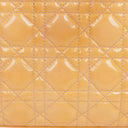 Christian Dior Medium Light Yellow Lady Dior Cannage Quilted Patent Leather Bag