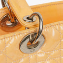 Christian Dior Medium Light Yellow Lady Dior Cannage Quilted Patent Leather Bag