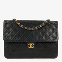 Chanel Medium Classic Single Flap Bag Black Quilted Lambskin With 24K Gold-Plated Hardware