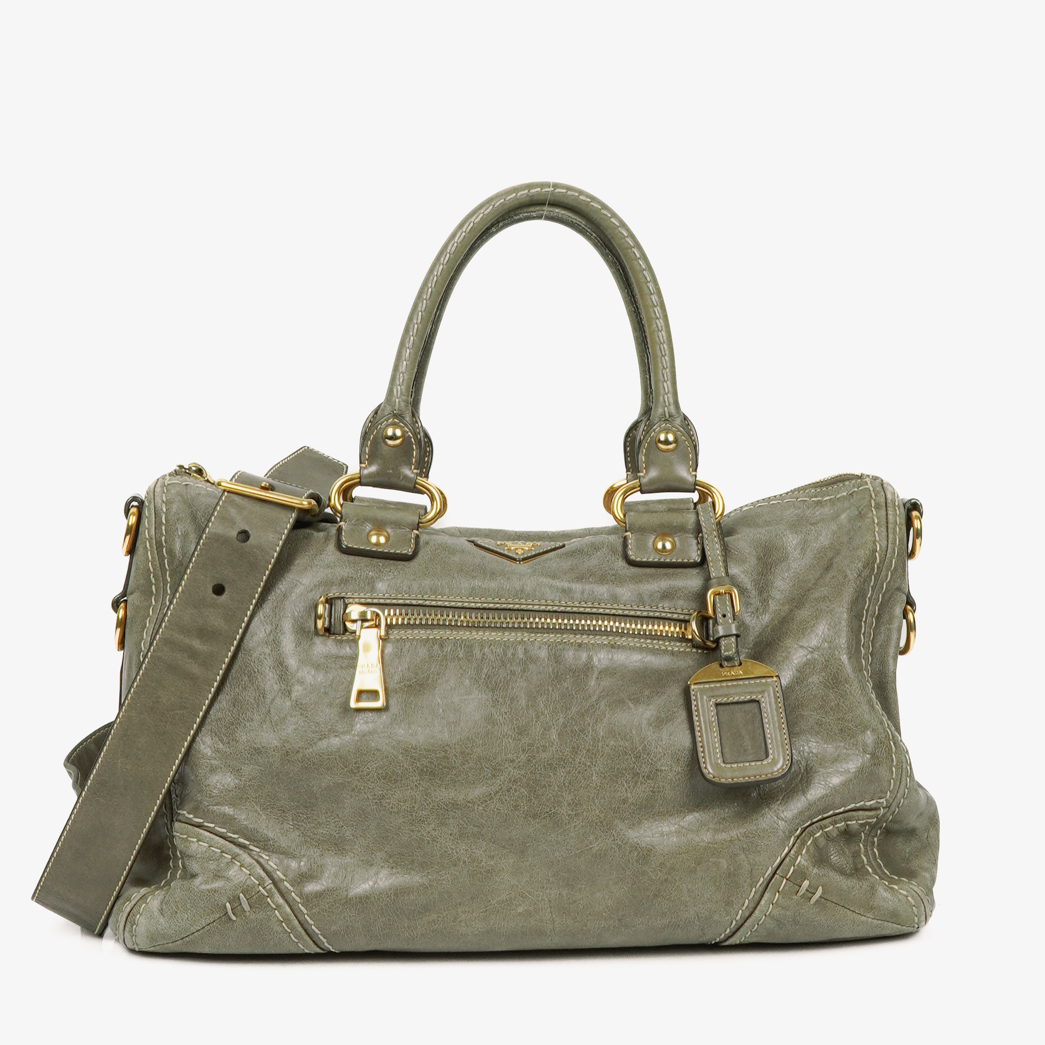 Prada Vitello Shine Argilla Bag