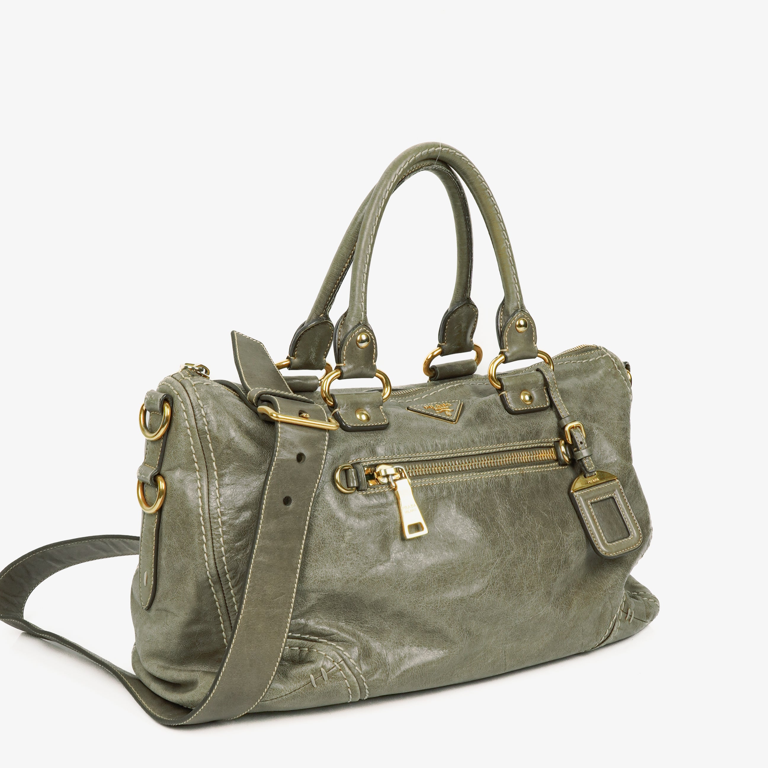 Prada Vitello Shine Argilla Bag