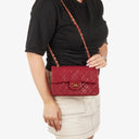 Chanel Small Classic Double Flap Bag Red Quilted Lambskin With 24K Gold-Plated Hardware