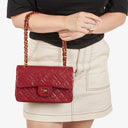 Chanel Small Classic Double Flap Bag Red Quilted Lambskin With 24K Gold-Plated Hardware