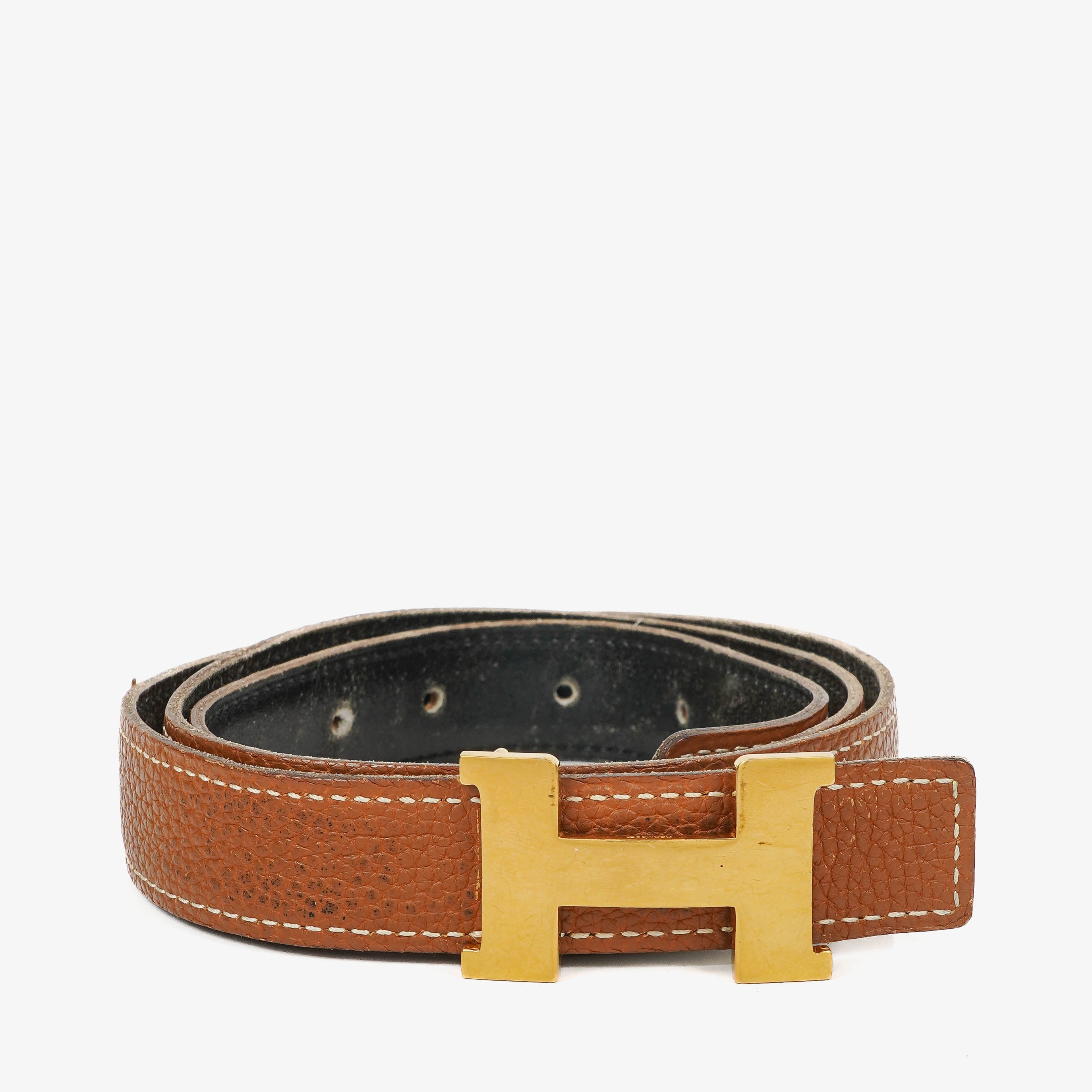 Cinturón Hermes Box Togo H 24mm negro y dorado