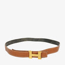 Hermes 24mm Box Togo Svart Guld H Bälte 