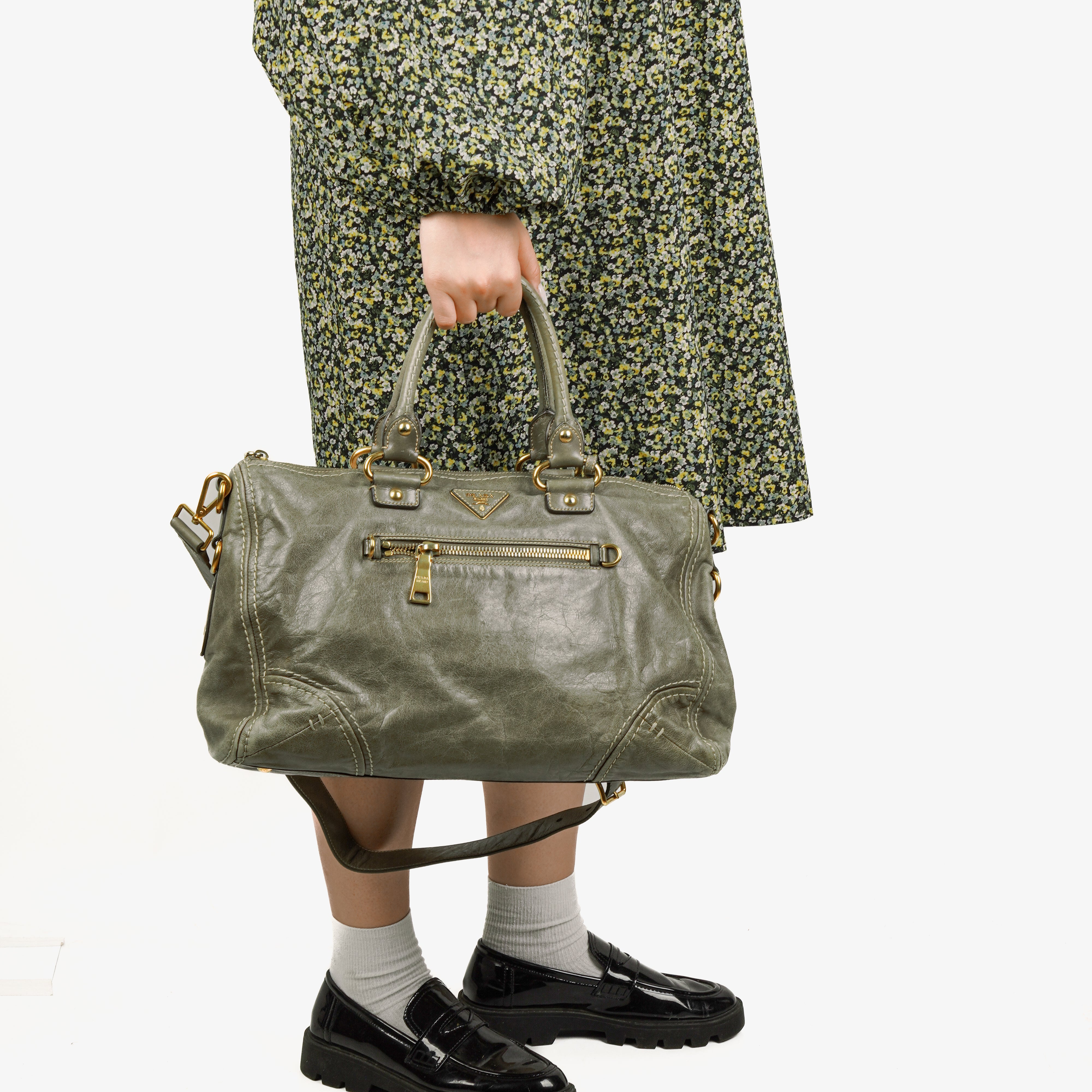 Prada Vitello Shine Argilla Bag