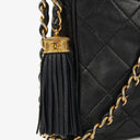 Chanel Vintage Camera Tassel Bag CC Front Pocket Black Quilted Lambskin
