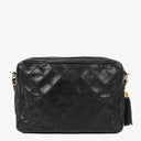 Chanel Vintage Camera Tassel Bag CC Front Pocket Black Quilted Lambskin