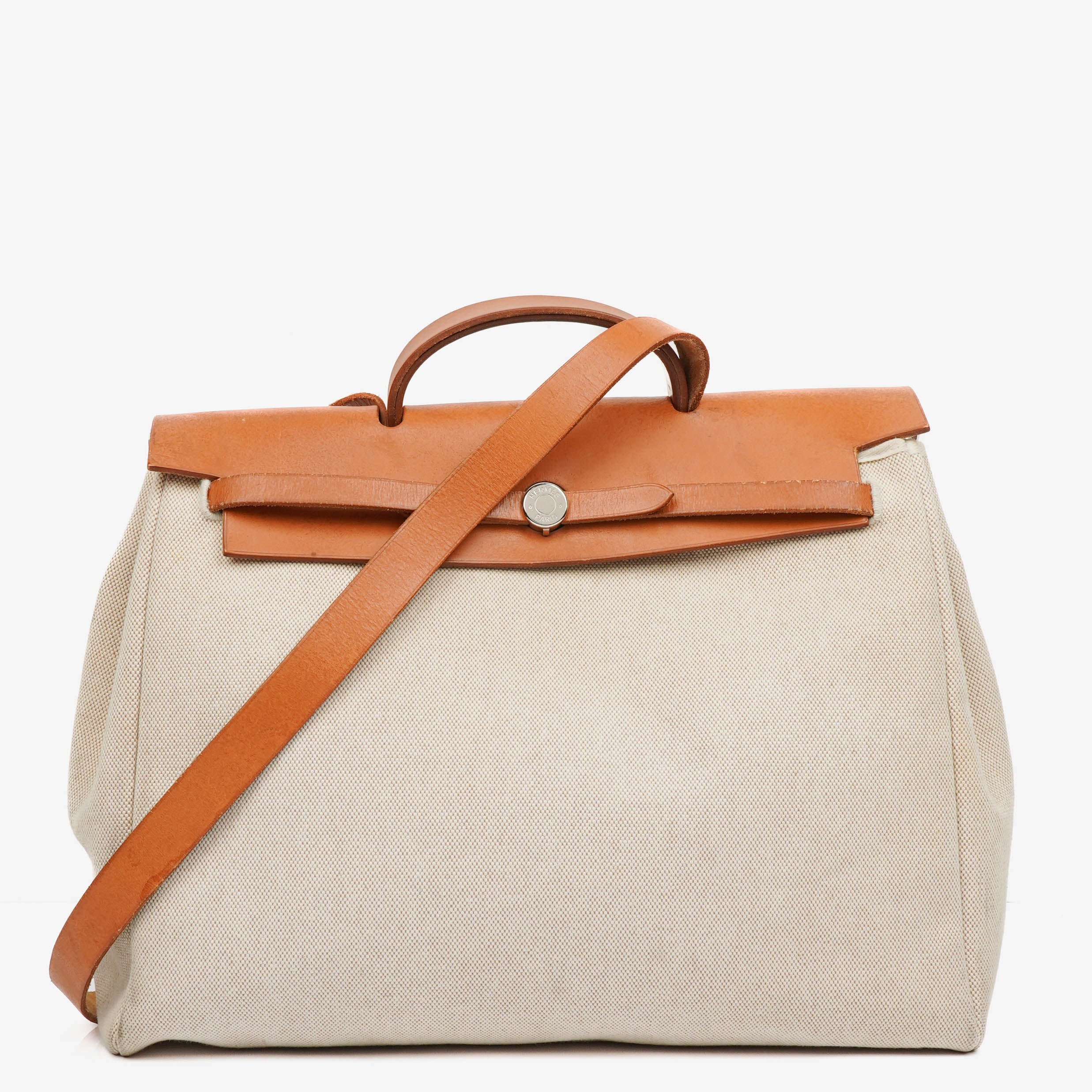 Hermes Herbag Natural Toile Vache Hunter MM 2 In 1 Bag