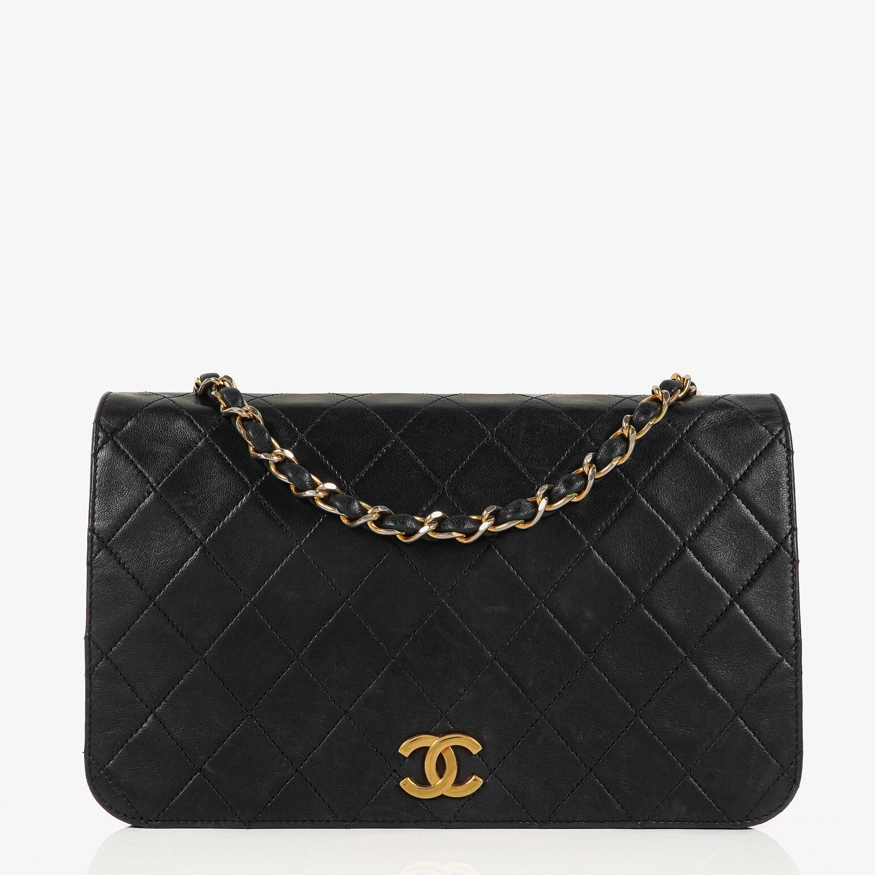 Chanel Classic Full Flap Bag Navy Quilted Lambskin 24K Gold-Plated Hardware