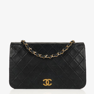 Chanel Classic Full Flap Bag Navy Quilted Lambskin 24K Gold-Plated Hardware
