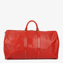 Louis Vuitton Keepall 55 Red EPI Leather Travel Bag