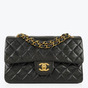 Chanel Vintage Small Classic Double Flap Bag Black Quilted Leather 24K Gold-Plated Hardware