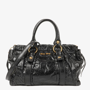 Miu Miu Vitello Black Satchel Bag