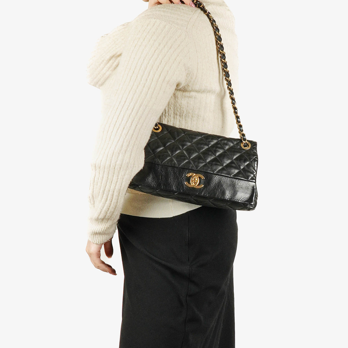 Chanel Soft Elegance Black Calfskin Quilted Flap Bag